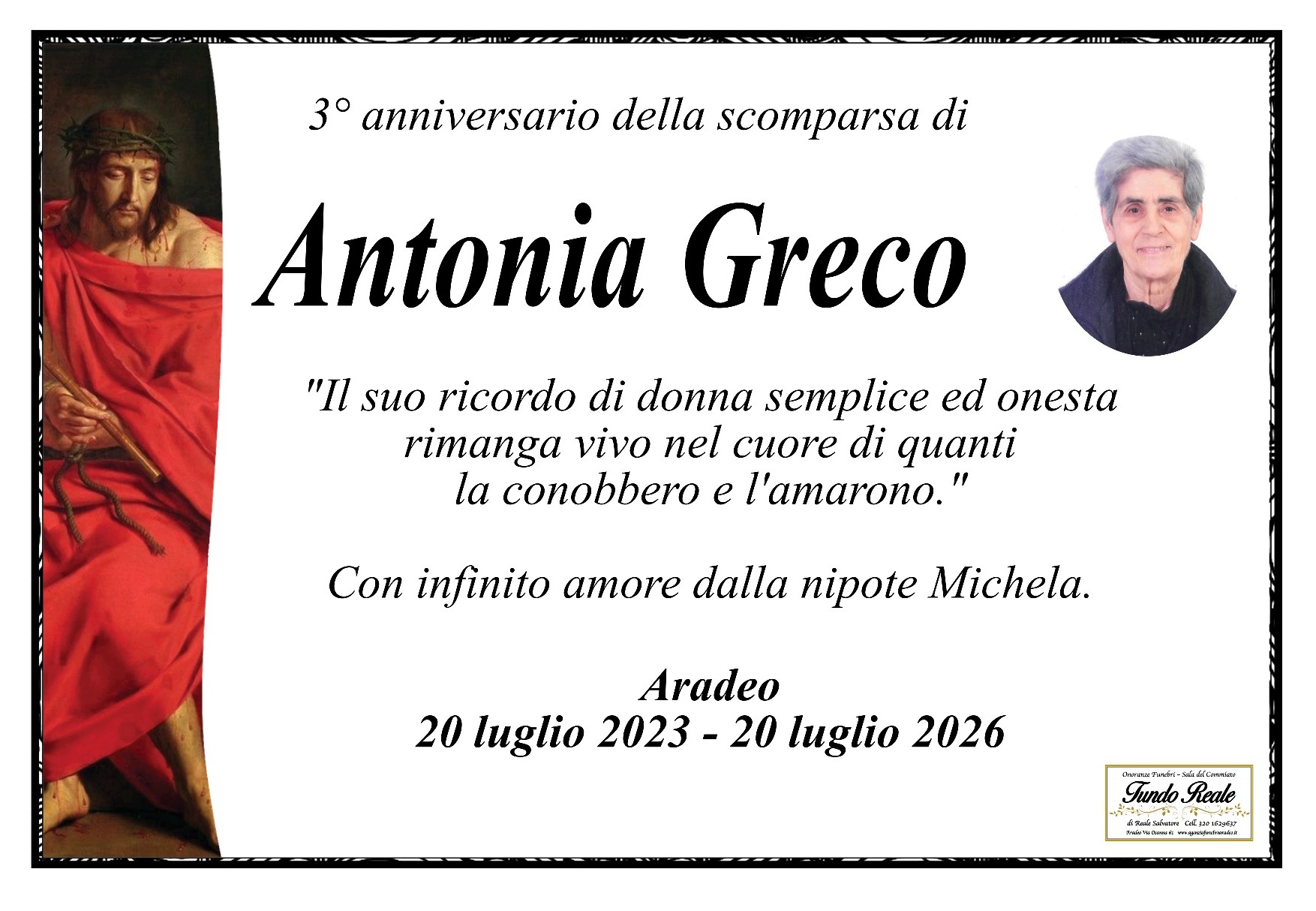 3° anniversario Antonia Greco